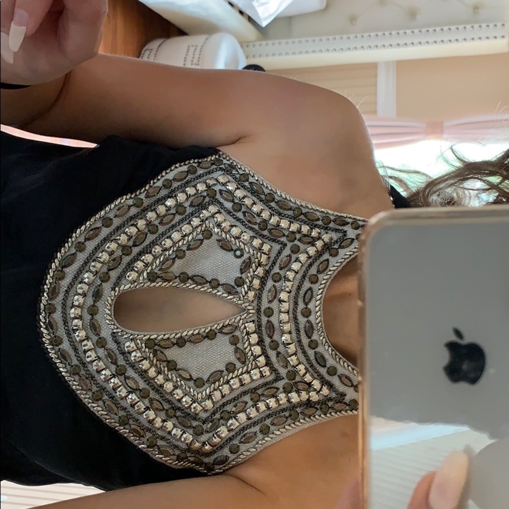 Bebe black and silver top